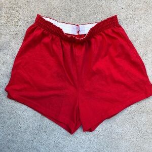 Women's Vintage Moorewear Shorts Red Athletic S Stretch 80s High Waist Gym USA